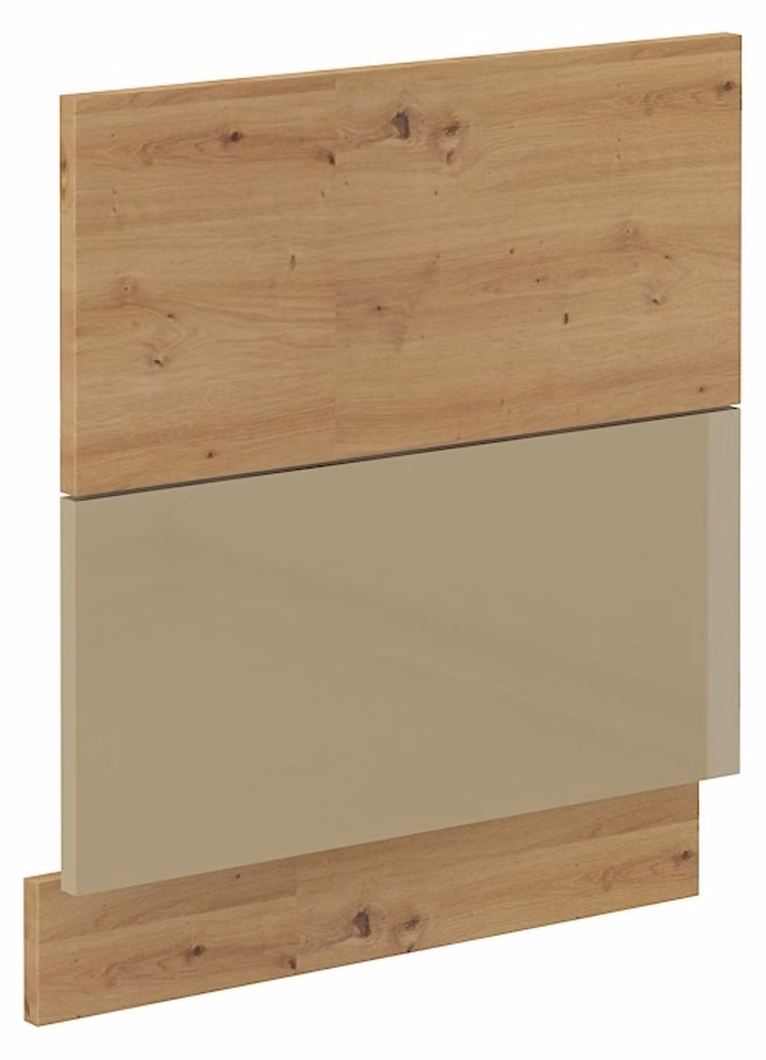 Pannello frontale per lavastoviglie integrata da 60 cm, finitura "Eiche Artisan Cappuccino" lucida