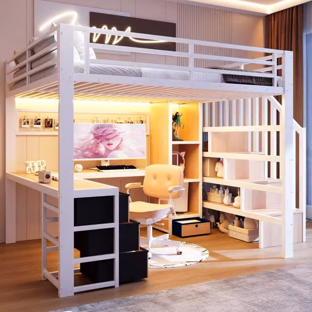 letto a castello metallo bianco 146 x 251 cm