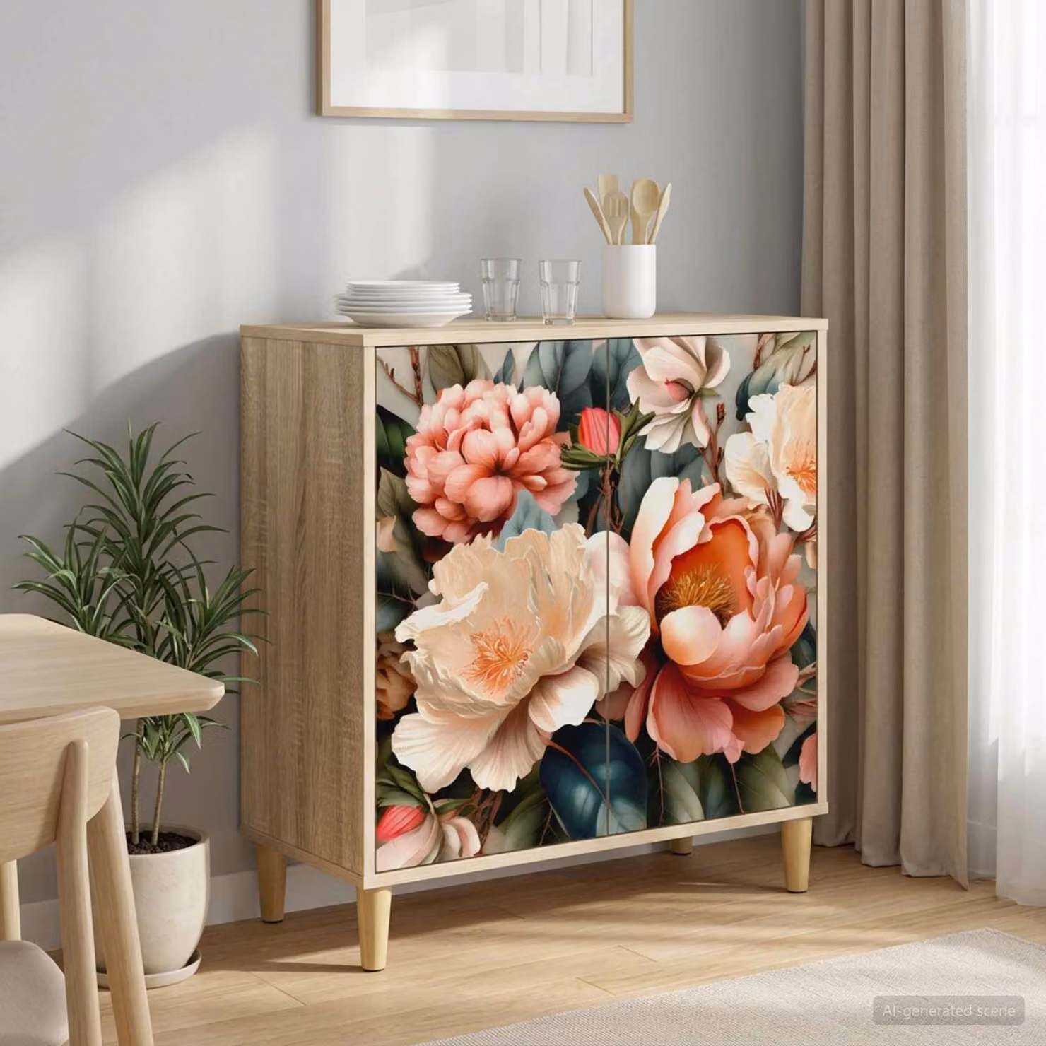 Credenza moderna vidaXL BORNE in legno ingegnerizzato color beige e marrone L: 69 cm, P: 33 cm, H: 75 cm