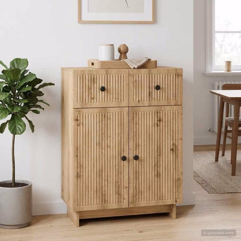 Credenza moderna vidaXL in legno e metallo marrone L: 66 cm, P: 34,5 cm, H: 90 cm