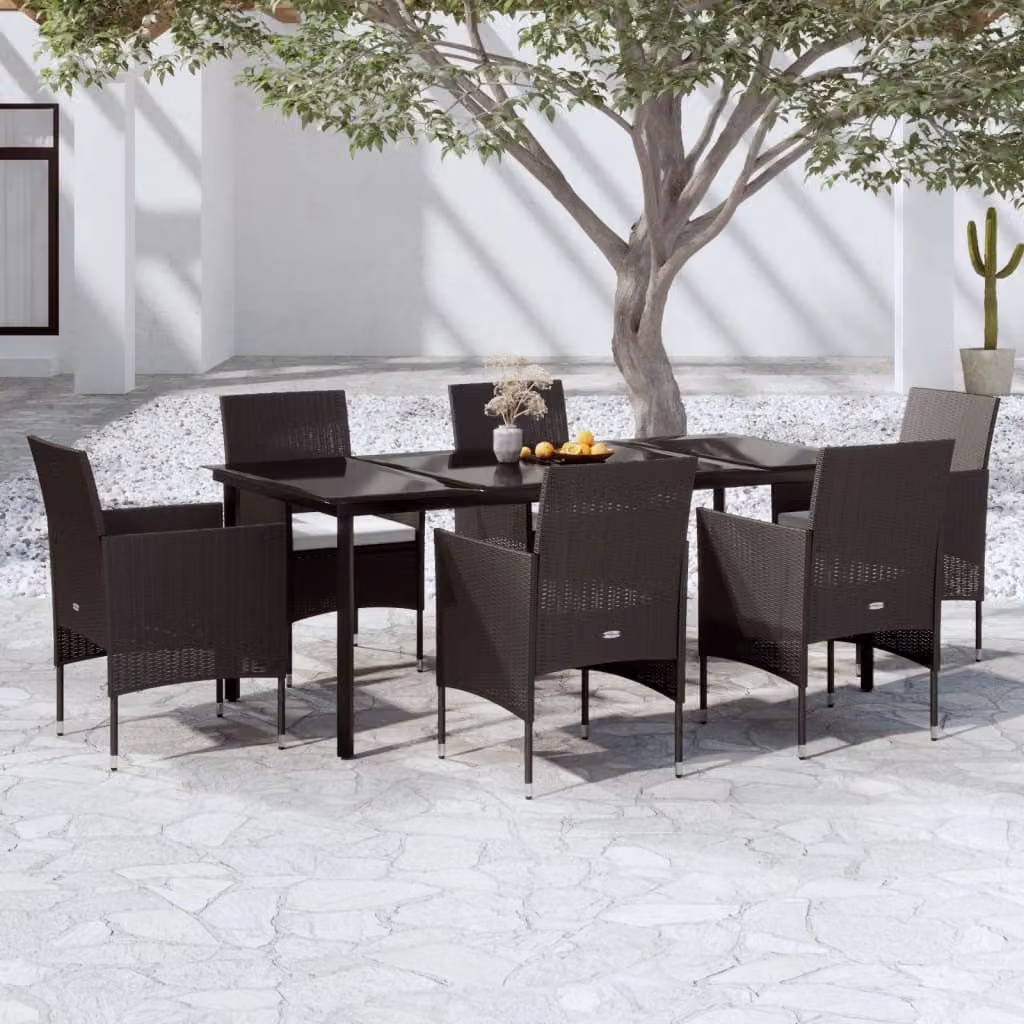 Maison Exclusive - Set da pranzo da giardino da 7 pezzi con cuscini, nero