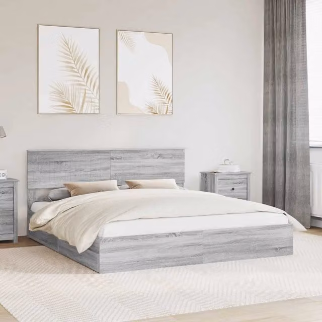 Letto con Contenitore Sonoma grigio 180 x 200 cm 3410775