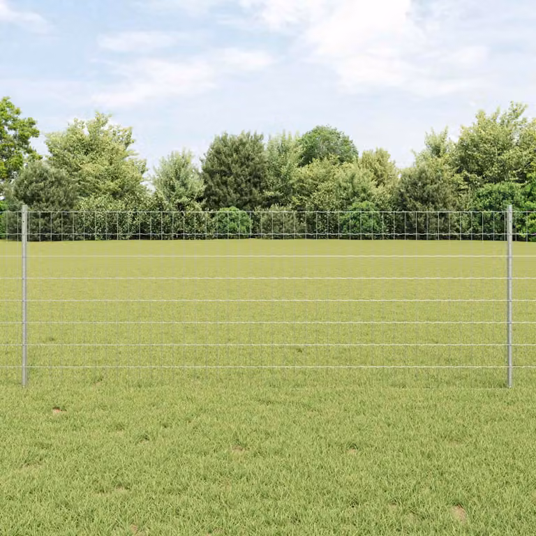 Recinzione Euro con palo vidaXL in acciaio zincato Argento, L: 10 m, H: 0,8 m