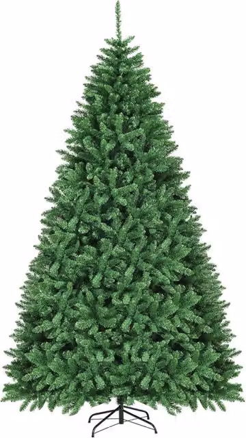 Albero di Natale 275 cm non illuminato, Abete artificiale con base pieghevole di metallo, Verde-Alberi di Natale