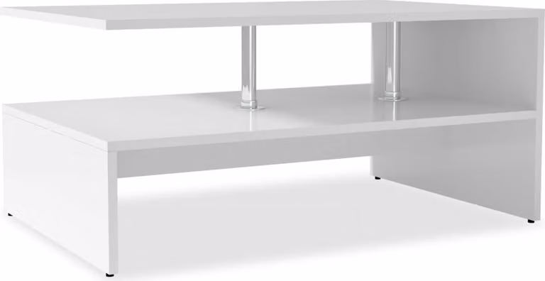 Tavolino da Salotto in Legno Multistrato 90x59x42 cm Bianco