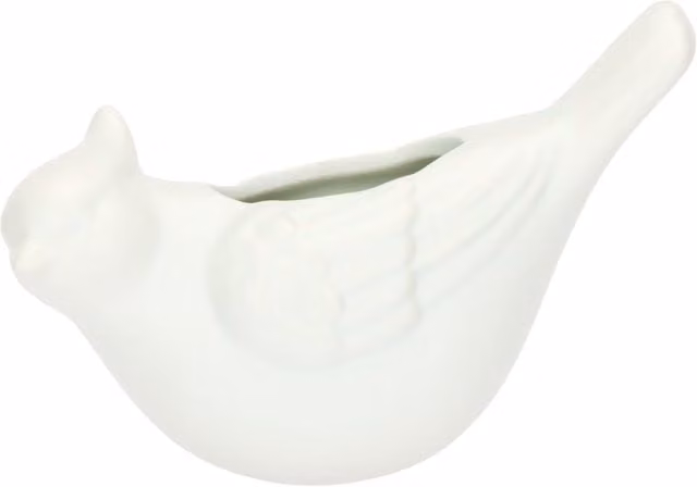 Cachepot da parete in ceramica Thun con decorazione uccellino verde menta e bianco