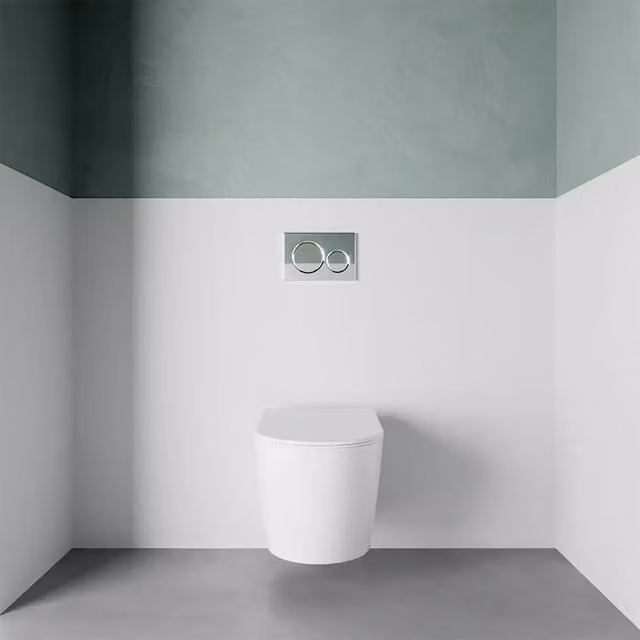 Vaso sospeso WC rimless in ceramica bianco lucido con sedile soft-close | Vienna