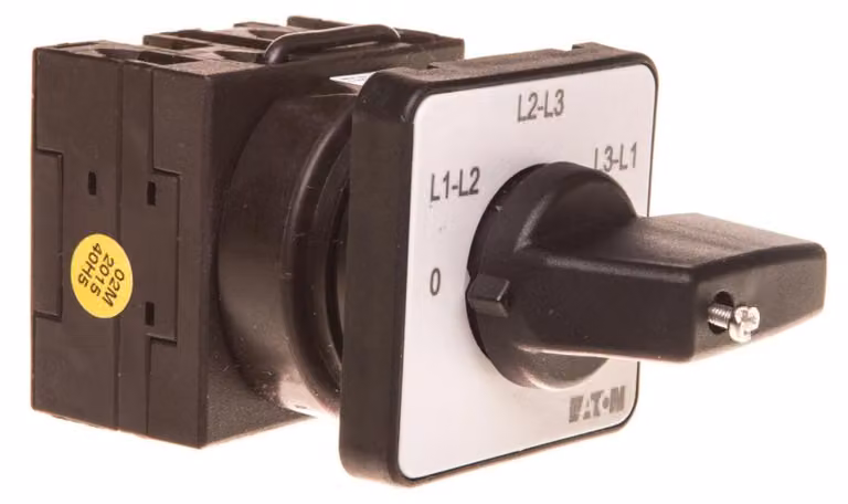 Commutatore per misuratore di tensione Eaton, T0, 20 A, da incasso, 2 moduli, contatti: 4, 45°, con arresto, con posizione 0, 0-fase/fase, codice articolo 15920 038861