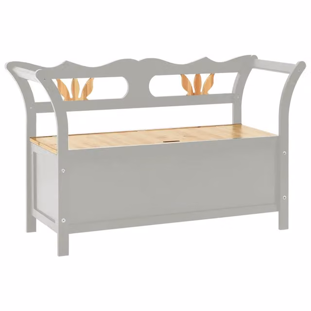 Panca Grigia con Braccioli in Legno Massello di Abete L: 107 cm, P: 45 cm, H: 75,5 cm