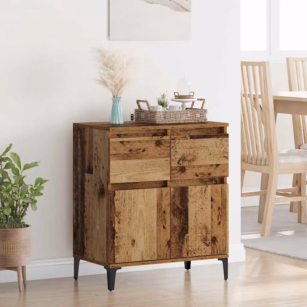 vidaXL Credenza moderna in legno e metallo marrone con cassetto L/P/H: 60 x 35 x 70 cm