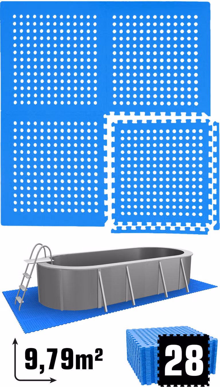 9,8 m² di sottotappeto per piscina - 28 tappetini in EVA 62x62 - set di tappetini - sottotappeto per piscina