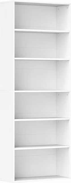 Libreria HOMCOM a 6 ripiani regolabili con pannello posteriore, bianca, L: 60 cm, P: 24 cm, H: 158,5 cm