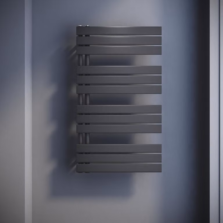 SONNI: Radiatore a pannello design, verticali, a singolo strato, colore antracite, dimensioni 1038x600 mm. Riscaldamento a acqua o elettrico (senza resistenza)