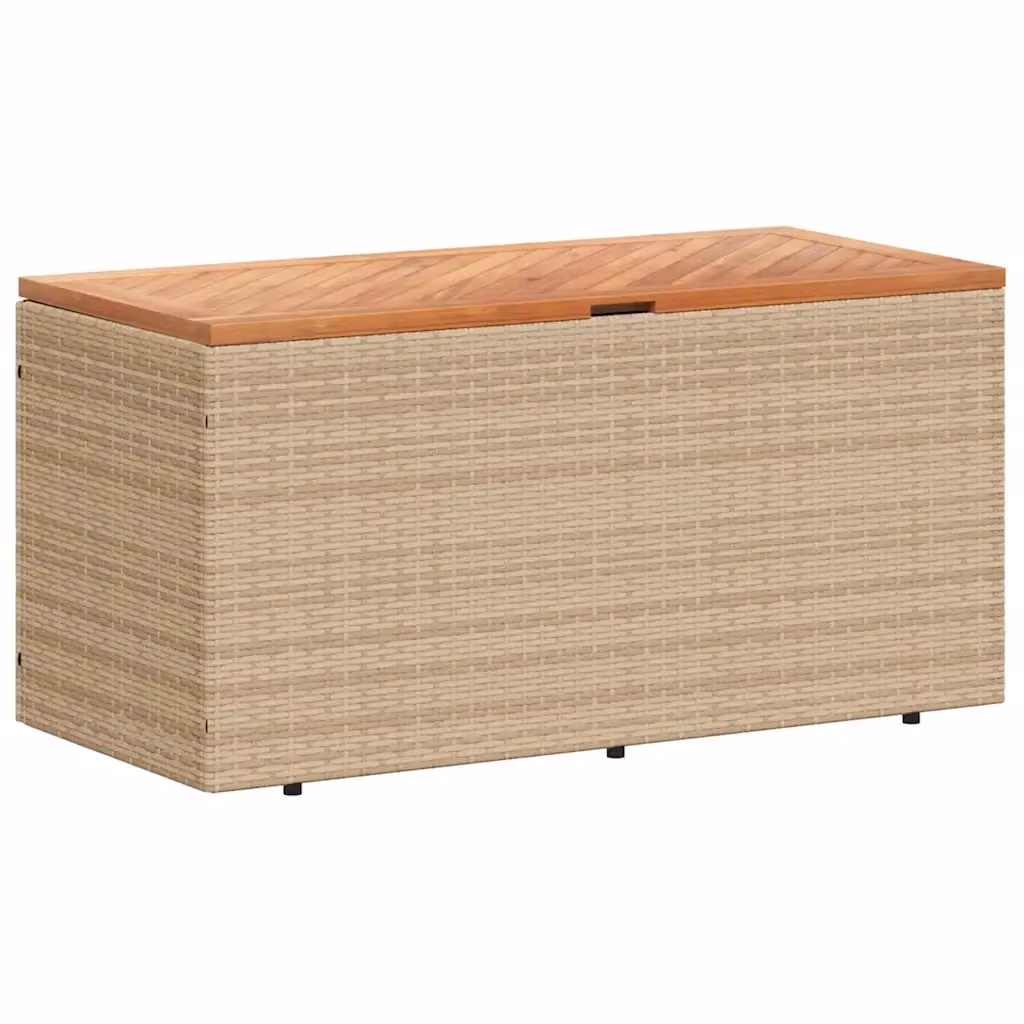 Contenitore da giardino vidaXL in rattan e legno di acacia oliato, beige e marrone, L 110 cm x P 50 cm x H 54 cm – 2