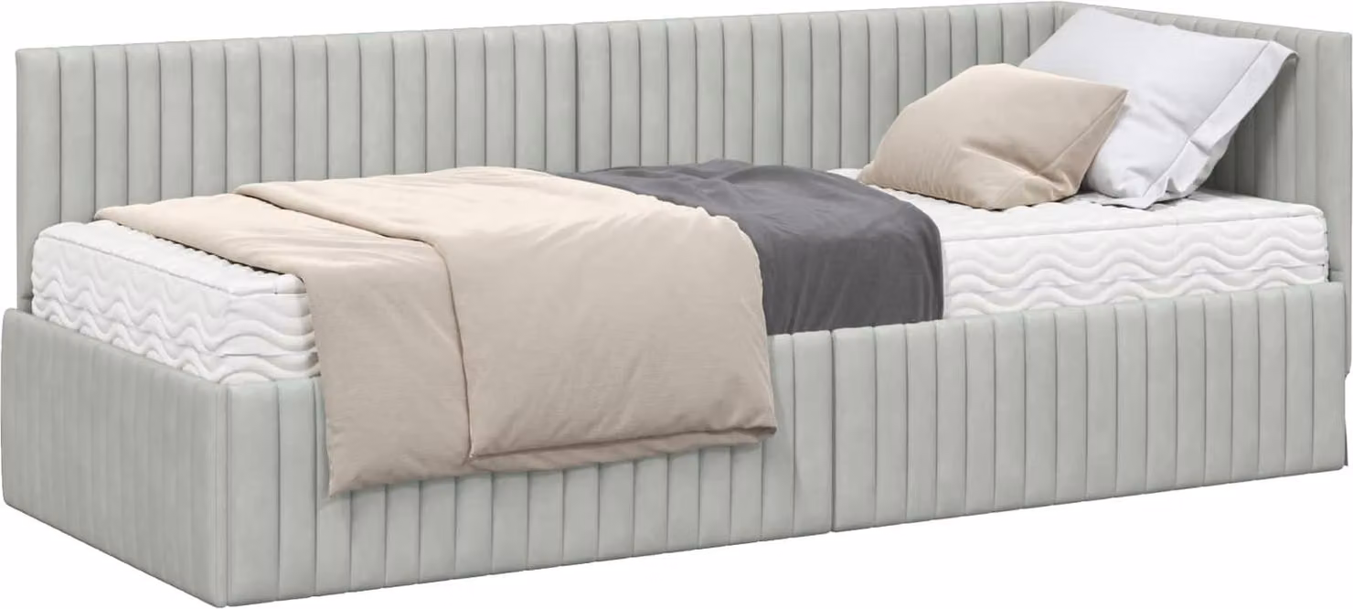 Struttura Letto Angolare con Materasso 2 pcs Grigio chiaro