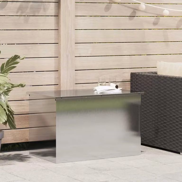 vidaXL Cassa per cuscini da giardino in acciaio zincato argento L 80 cm, P 50,5 cm, H 50 cm