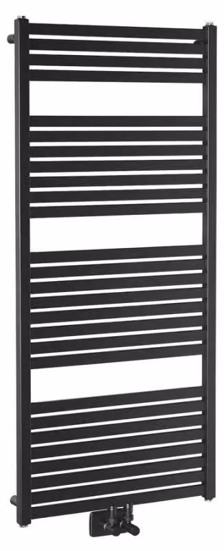 Radiatore da bagno Aqualine TONDI 600x1330 mm, attacco centrale, nero opaco