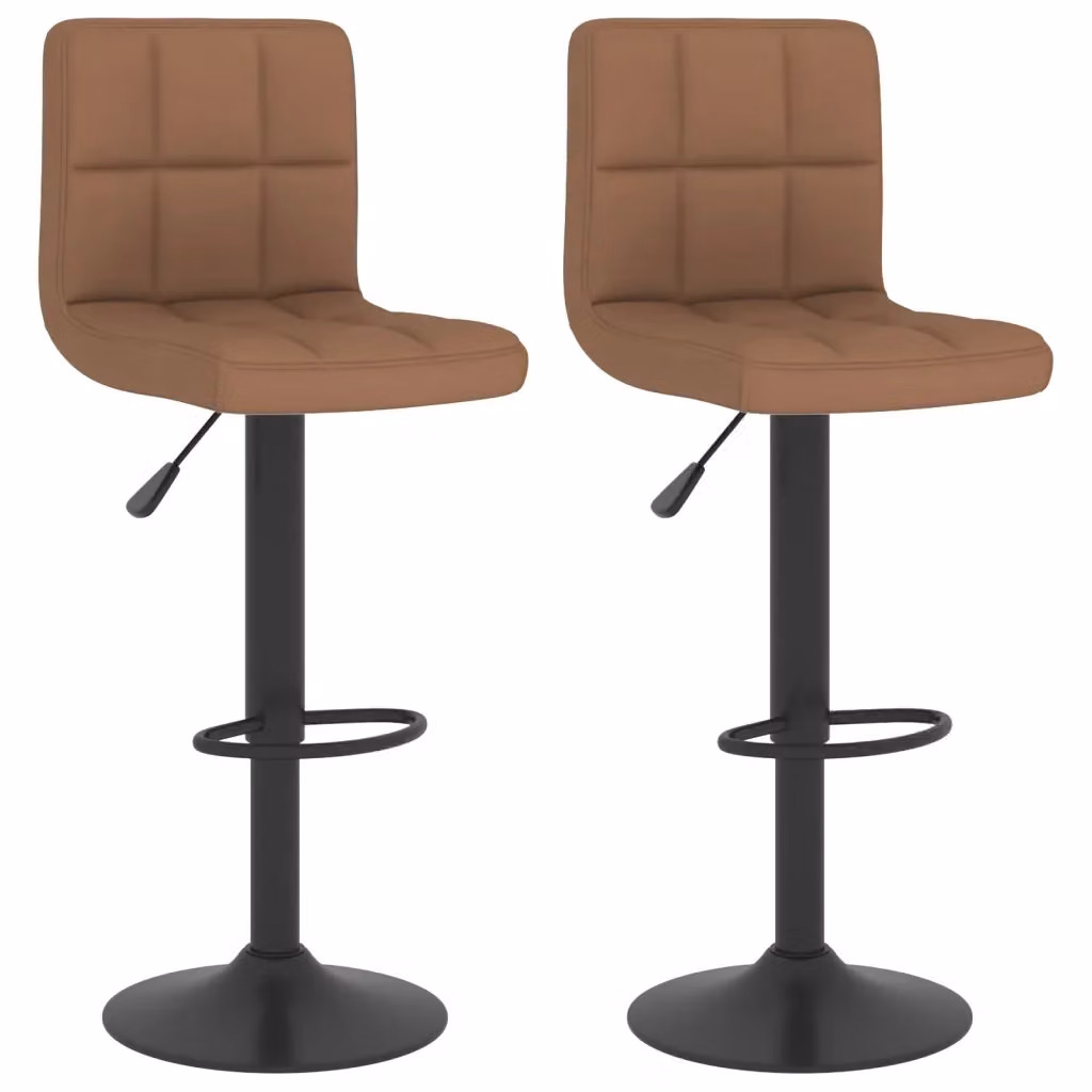 Set di 2 sgabelli da bar vidaXL marroni in tessuto con base girevole a 360 gradi – 2