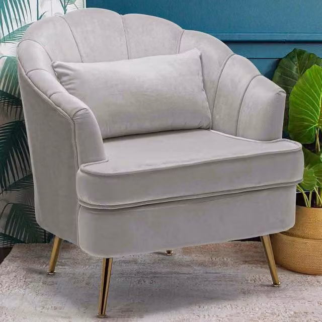 Poltrona Relax Bakaji con Braccioli in Tessuto e Metallo, Design Moderno Grigio e Oro