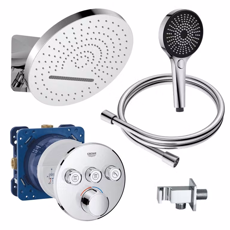 Set doccia BELVIT con GROHE Rapido SmartBox & SmartControl - include soffione XL, doccetta, flessibile e attacco a muro cromati