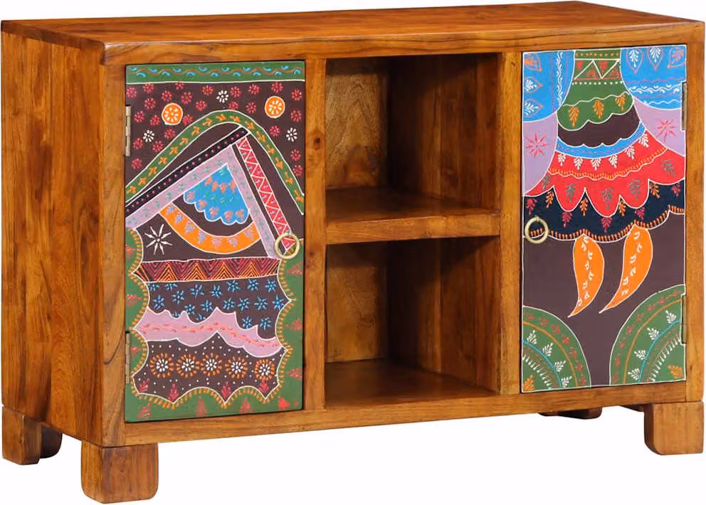 vidaXL Credenza Multicolore 90x35x60 cm in legno massiccio di acacia