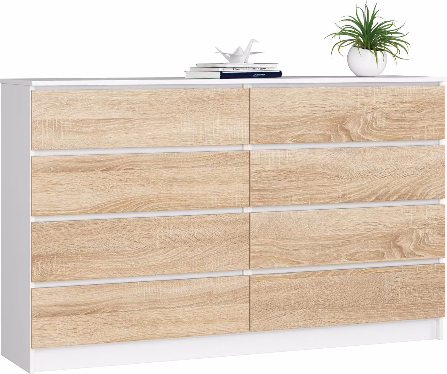 Akord Cassettiera 8 Cassetti Bianco/Rovere Sonoma 160X40X99 Cm