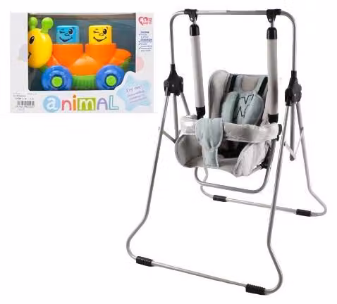 Altalena per bambini freestanding 3 in 1 ADBOR N1 – adatta sia per l'esterno che per l'interno, con funzione di sdraio, colore verde menta e grigio
