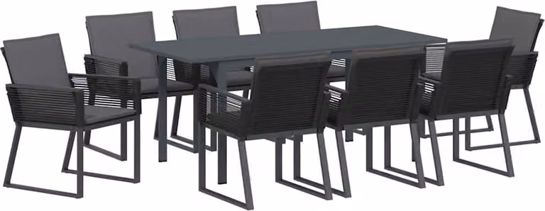 Set da Pranzo per Giardino 9 pcs Antracite polyrattan