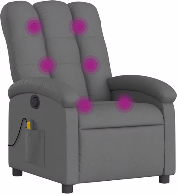 Poltrona Massaggiante | Sedia Relax Reclinabile Grigio Scuro in Tessuto