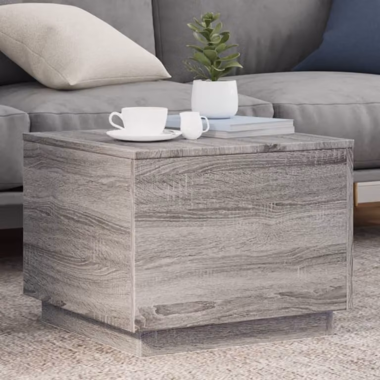 vidaXL Tavolino da Salotto con Luci LED Grigio Sonoma 50x50x40 cm