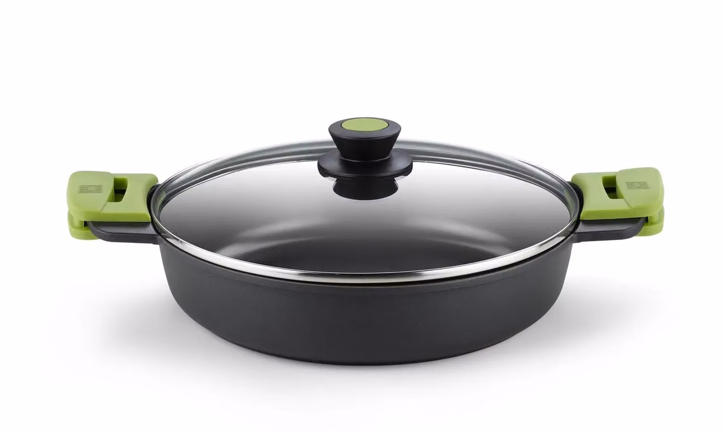 Casseruola bassa in alluminio antiaderente per induzione con coperchio in vetro Prior,, diam. 32cm