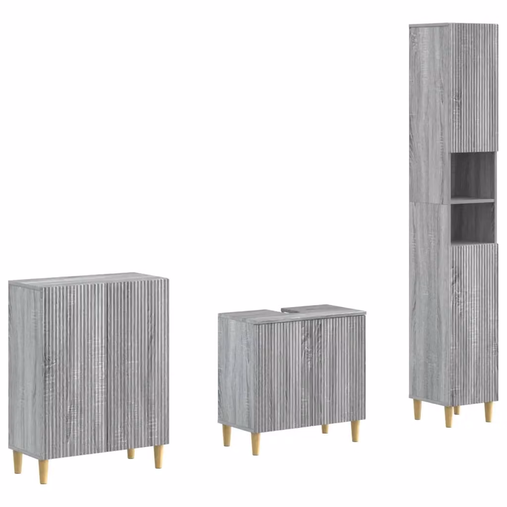 Set di mobili da bagno moderni vidaXL ARNHEM in 3 pezzi grigio opaco con base lavabo e pensili – 2