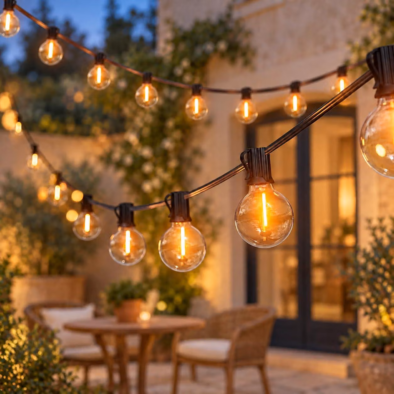Catena luminosa a LED, 54 metri, 80+20 lampadine G40, grado di protezione IP54, luce bianco caldo