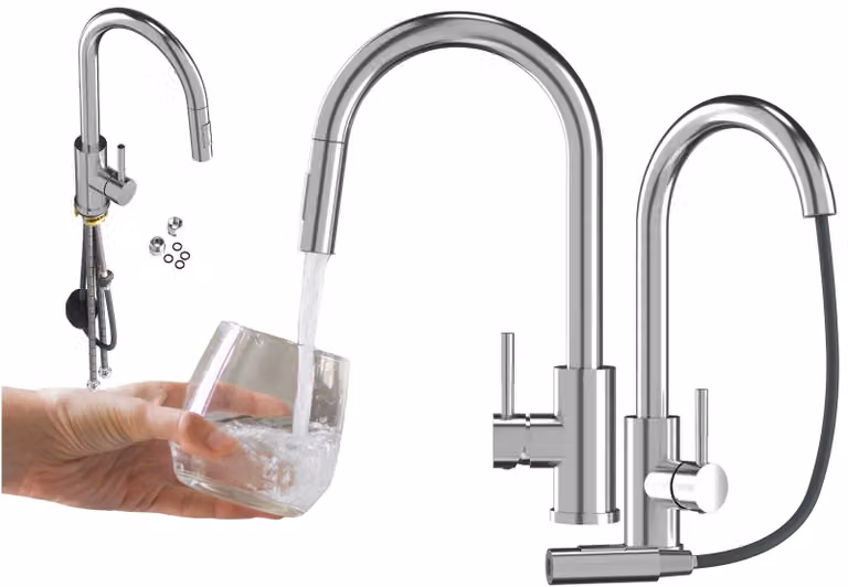 Granitan - Rubinetto da cucina - Rubinetto per lavello - Bocca estraibile - 2 tipi di getto - Cromo - LOSETO