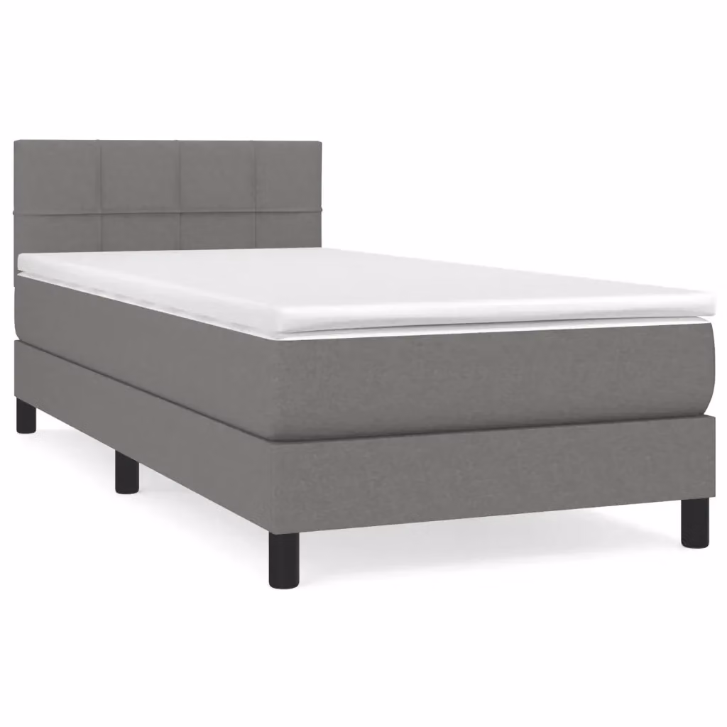 Letto Ibrido vidaXL con Giroletto a Molle e Materasso in Tessuto Grigio e Bianco L/P/H: 200 x 80 x 40 cm – 2
