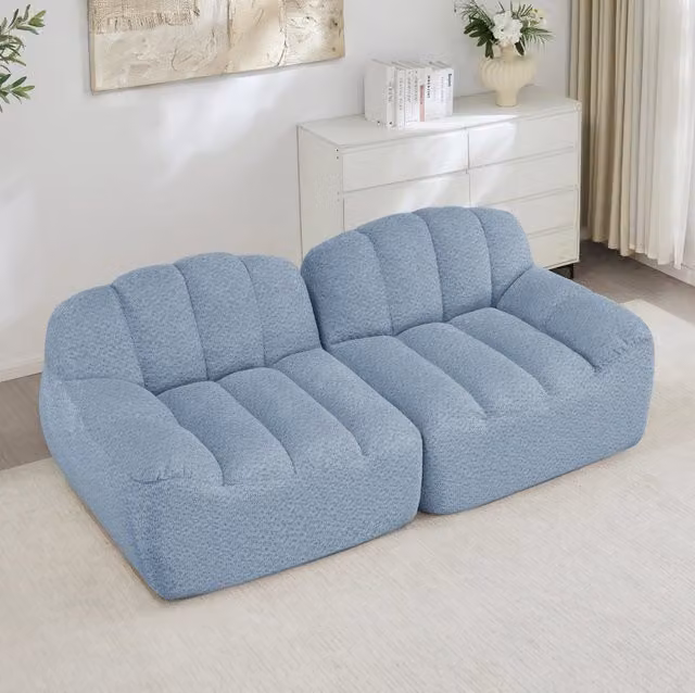 Divano modulare senza struttura 210x104x79 cm in fleece granulato blu