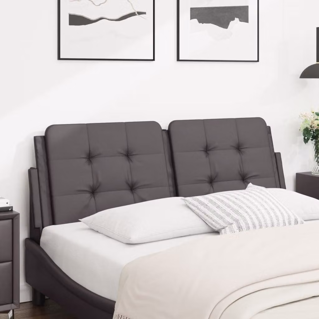 Testiera per letto imbottita vidaXL Zadar in similpelle grigia, Larghezza: 120 cm