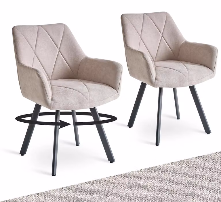 Sedie da pranzo - Set da 2 - Beige - Struttura in legno - Non girevoli - Senza imbottitura - Stile moderno e minimalista - Da montare