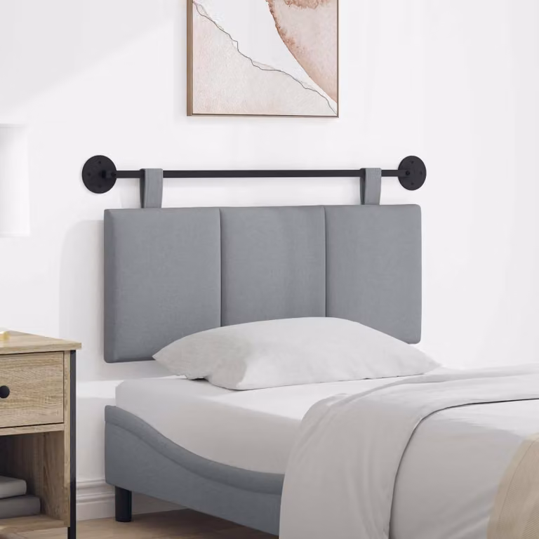 Testiera sospesa vidaXL in tessuto grigio con pannello imbottito per camera da letto L: 110 cm, H: 55 cm, P: 6 cm