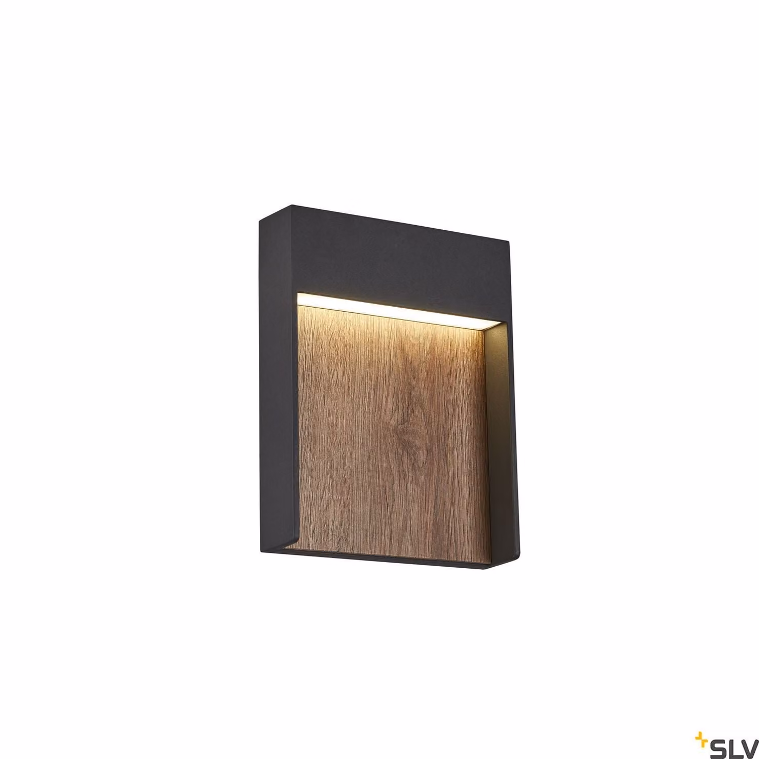 Flatt Applique LED 14W IP65 alluminio effetto legno antracite/marrone Colore luce commutabile