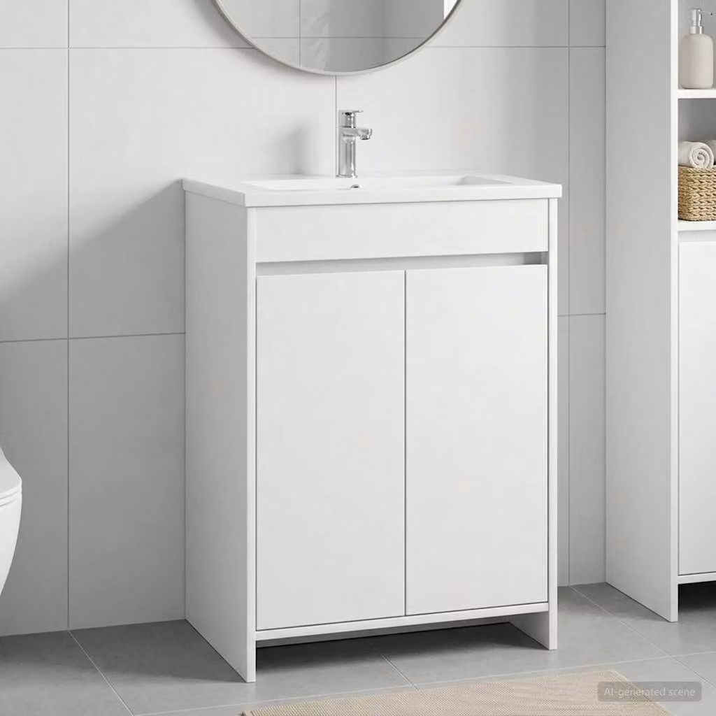 Mobiletto da bagno sotto lavabo vidaXL bianco moderno L: 56 cm, P: 37,5 cm, H: 81 cm