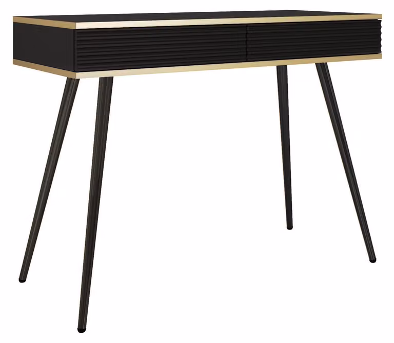 Comodino nero glamour con gambe nere, 102 x 80 x 50