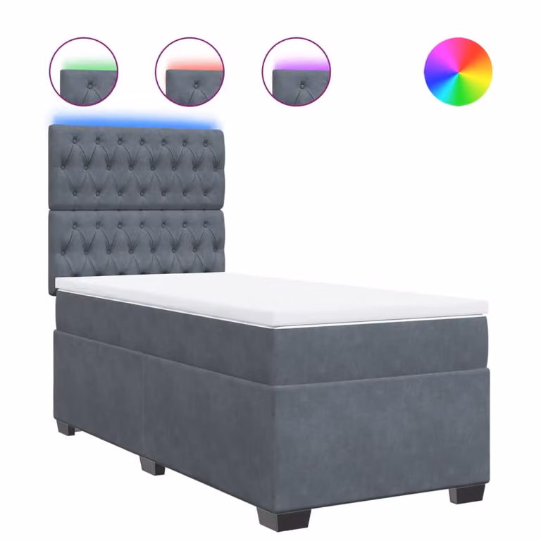 Giroletto a Molle con Materasso Grigio Scuro 80x200 cm Velluto