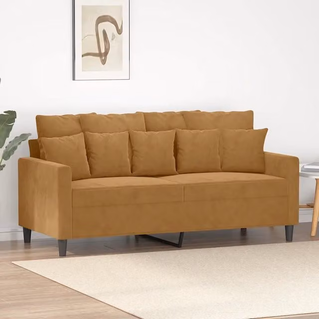 Divano a 2 Posti Marrone 140 cm in Velluto 359310
