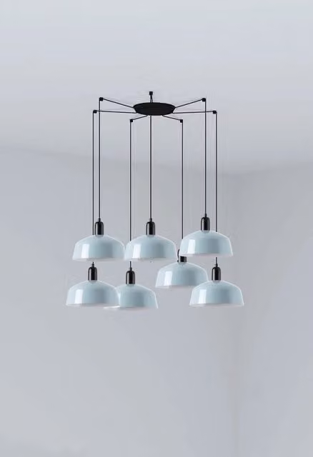 TATAWIN M metallo 7L Lampada a sospensione blu grigiastro
