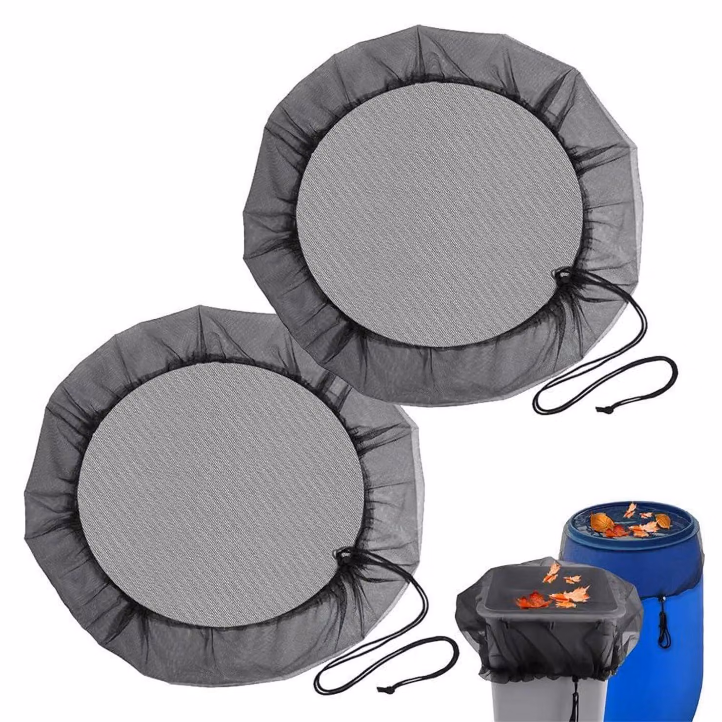 Set di 2 reti per bidoni, dimensioni 117 cm, ideali per coprire fusti