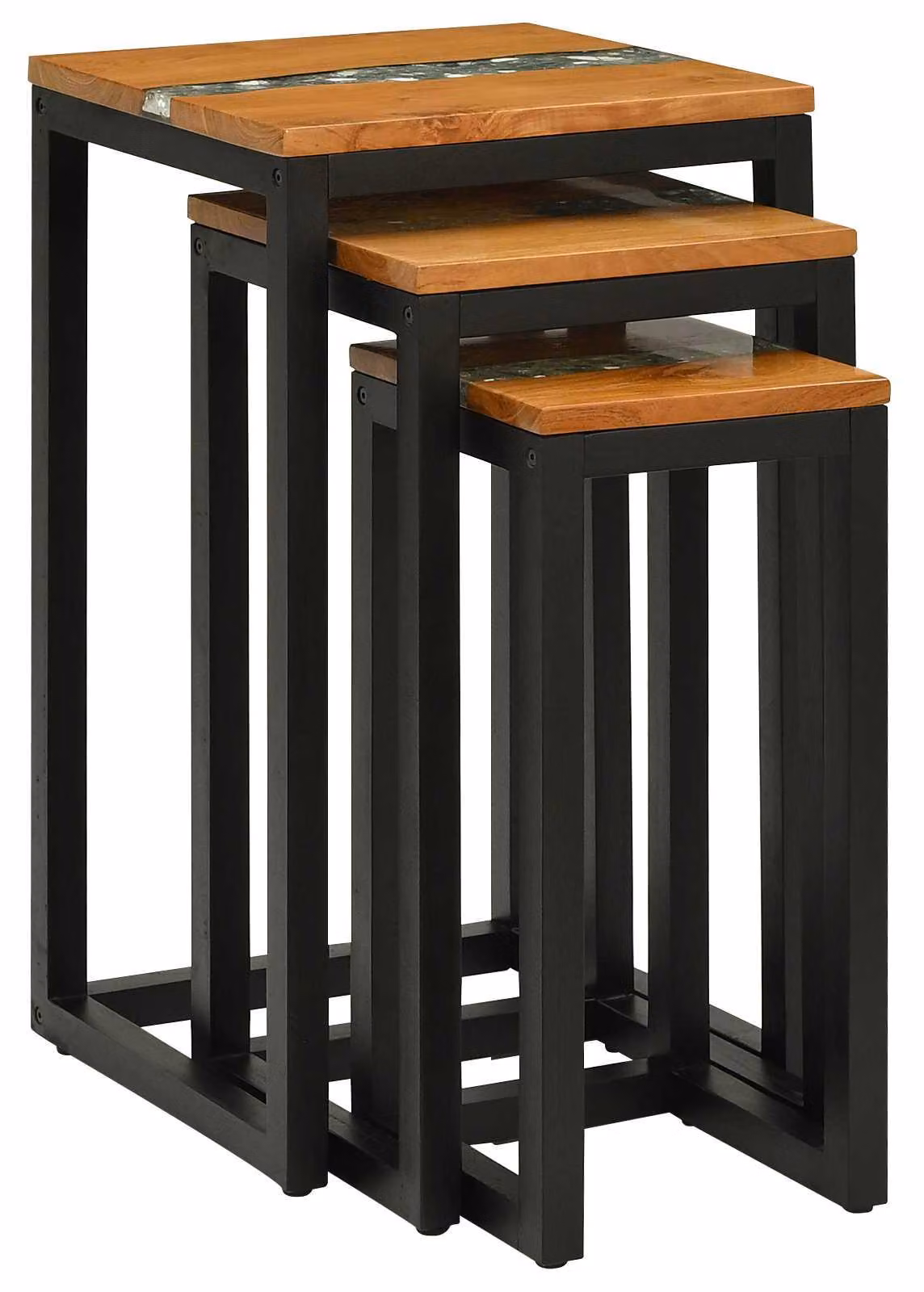 Tavolo Nesting 3 pcs Marrone Legno di teak solido