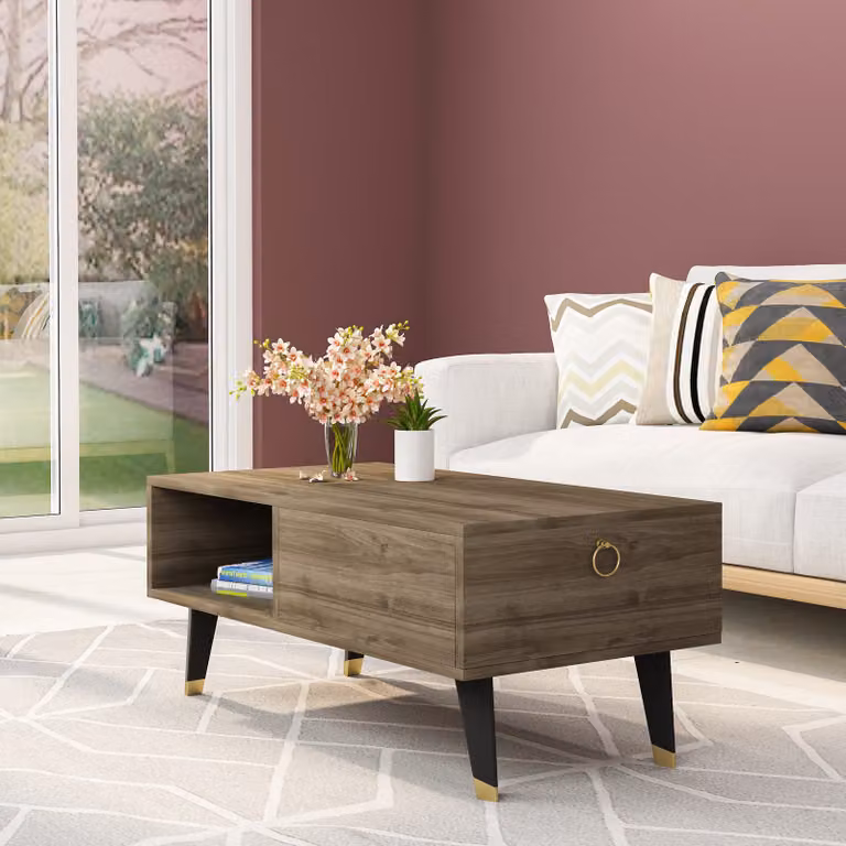 Skye Decor, Delux - Walnut, tavolino da caffè, noce, 100 % MELAMIN COATED SLIPBOARD, 90 x 45 x 42,4 cm
