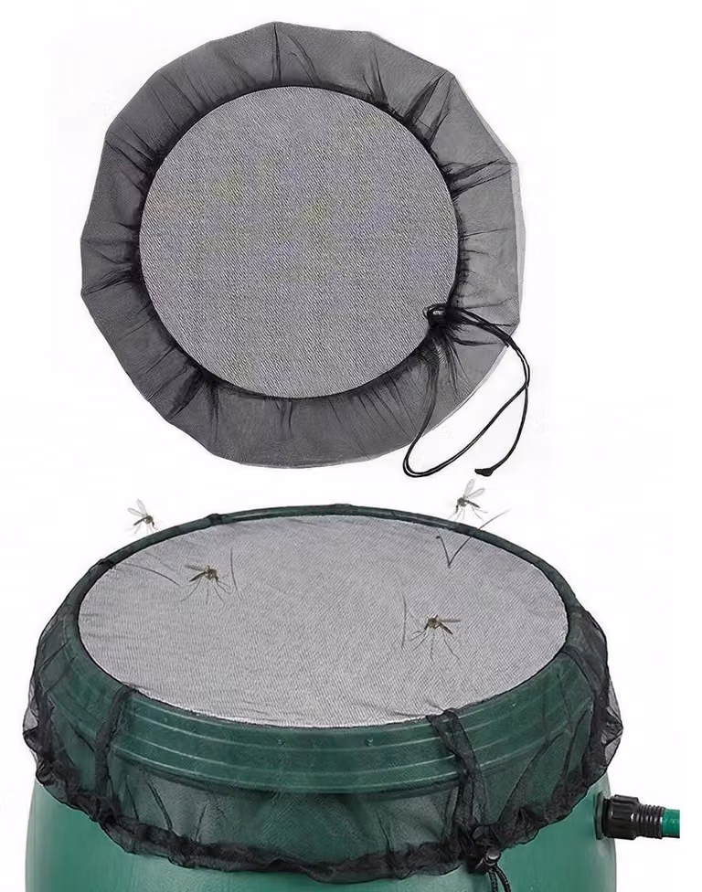 Contenitore per la raccolta dell'acqua piovana, rete di protezione, diametro 60 cm, colore nero. Rete di protezione per serbatoi di raccolta dell'acqua piovana