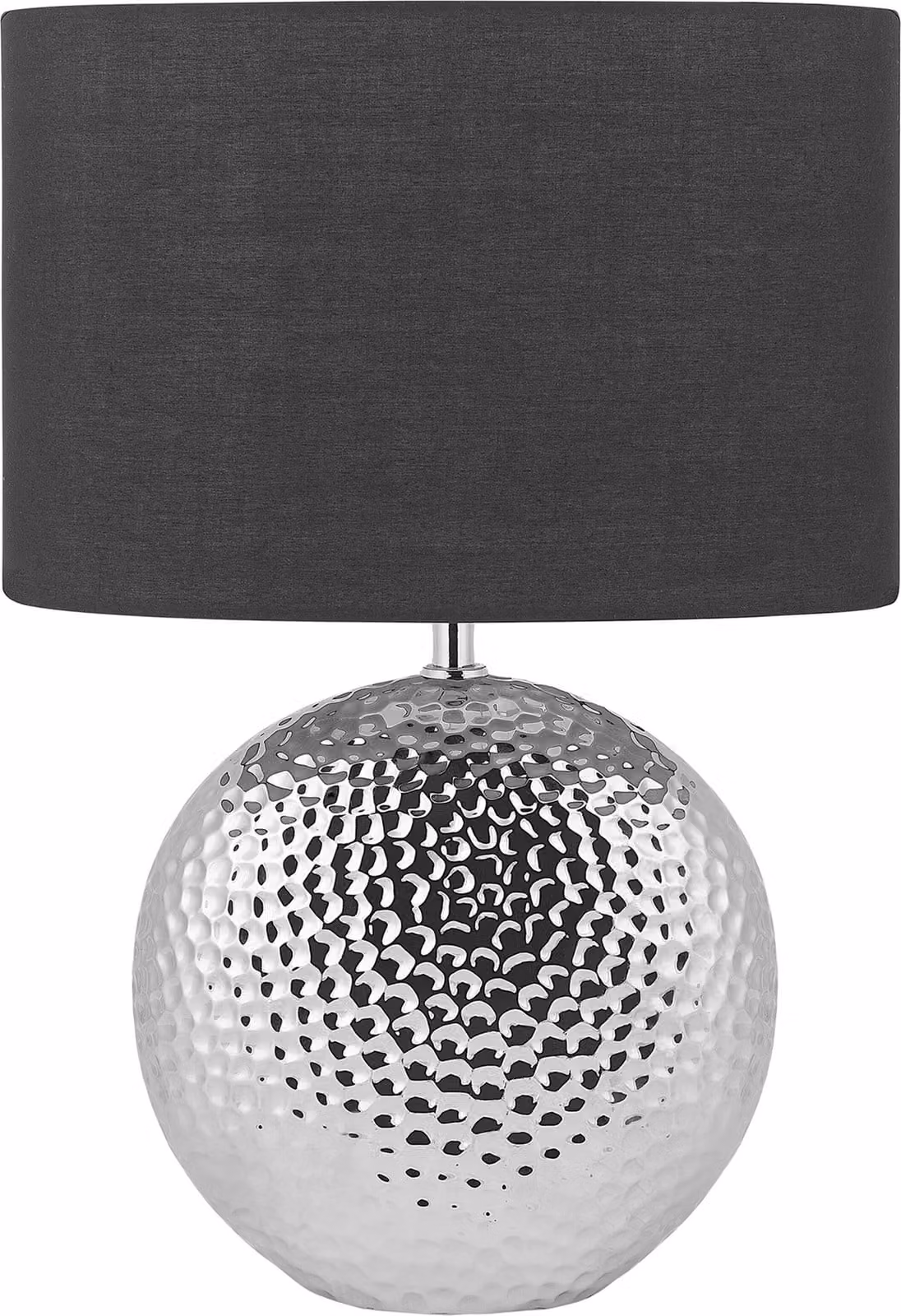 BELIANI Lampada da tavolo in Vetroceramica argento 51 cm paralume in tessuto nero base rotonda cavo con interruttore moderno